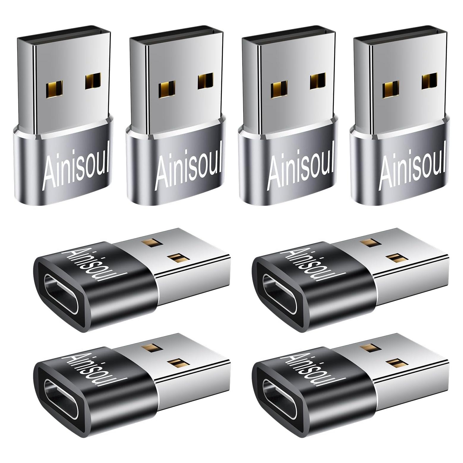 Adaptador USB a USB C Ainisoul 8 Piezas 480 Mbps Carga 5V/3A