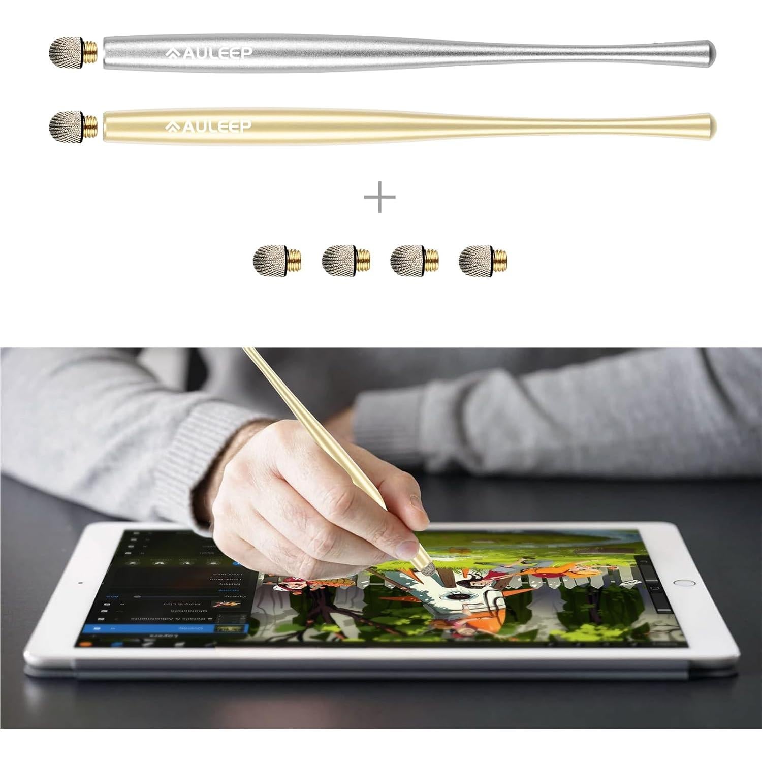 Bolígrafo Estilográfico AULEEP Capacitivo 2 Piezas con 4 Puntas