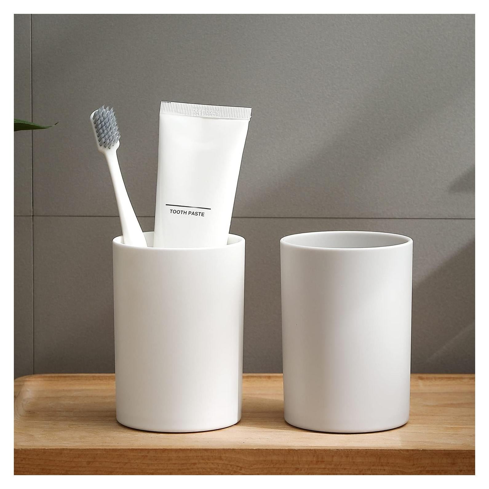 Vasos de baño reutilizables DeTii 300ml irrompibles 2PCS blanco