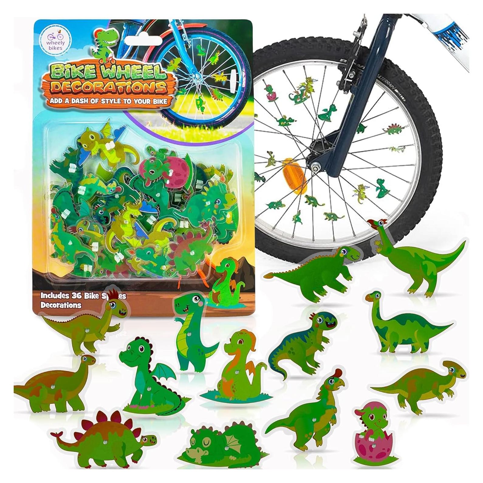 Decoraciones de Radios de Bicicleta Wheely Bikes - 36 Piezas Dinosaurios