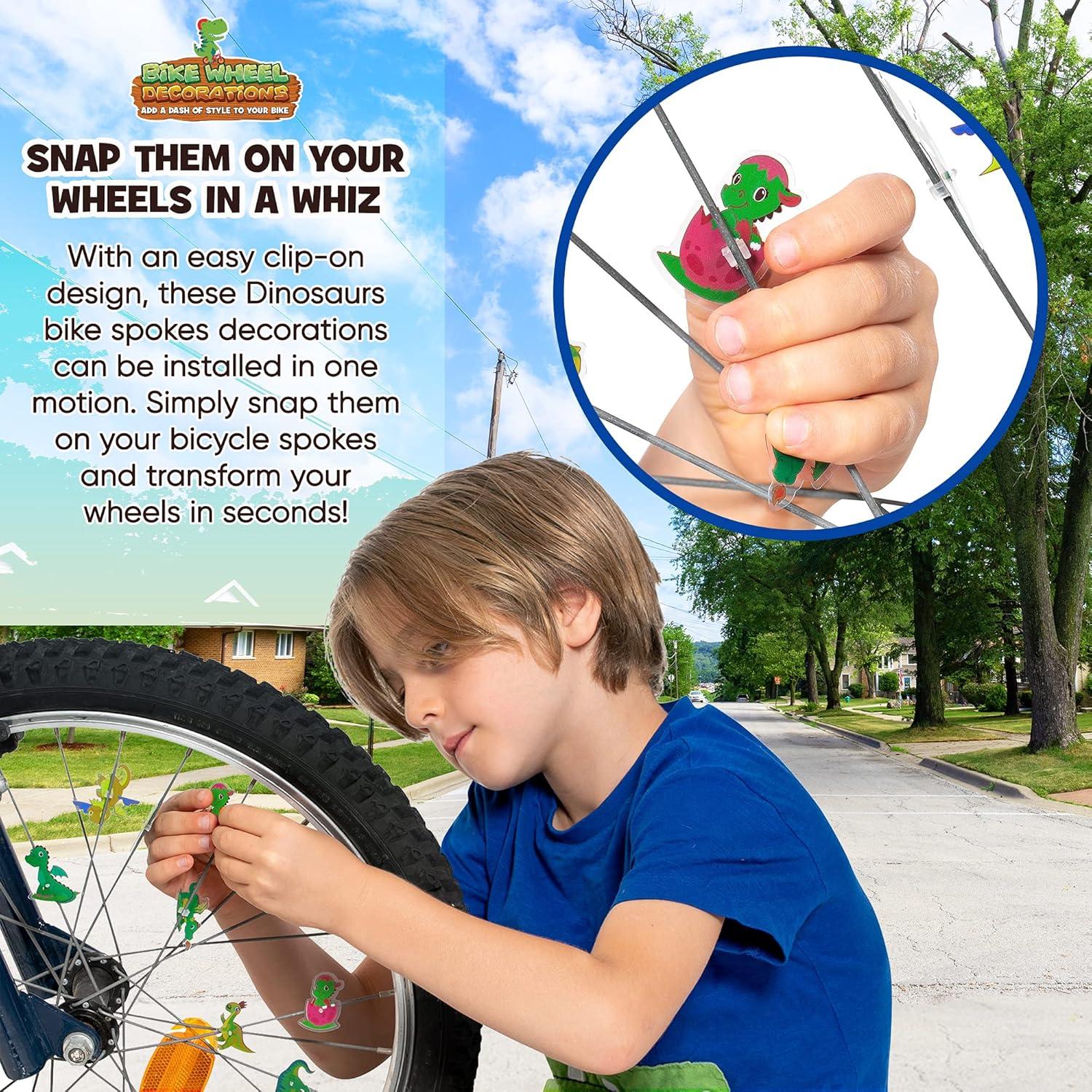Decoraciones de Radios de Bicicleta Wheely Bikes - 36 Piezas Dinosaurios