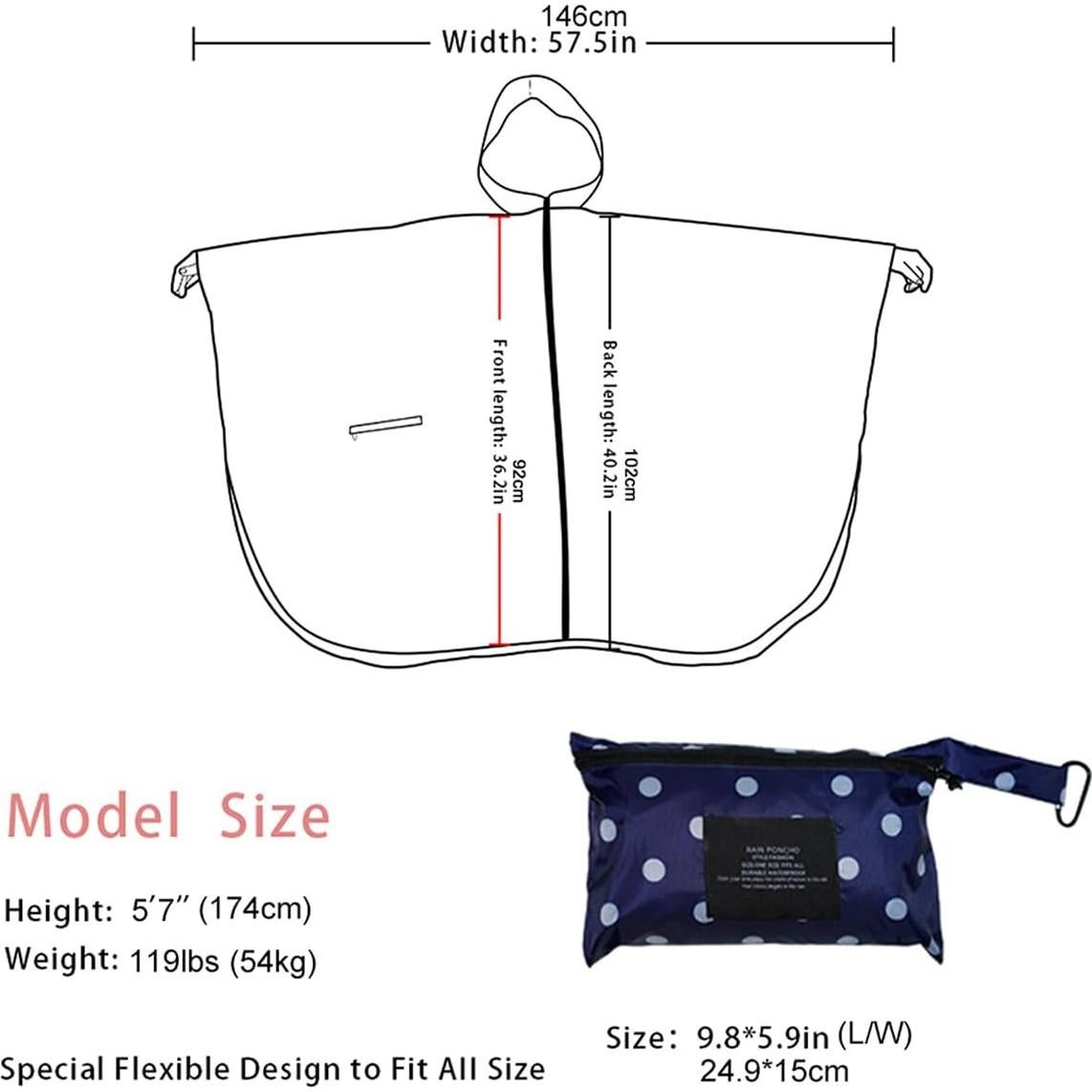 Poncho de Lluvia Impermeable POWINSUN Talla Única Azul