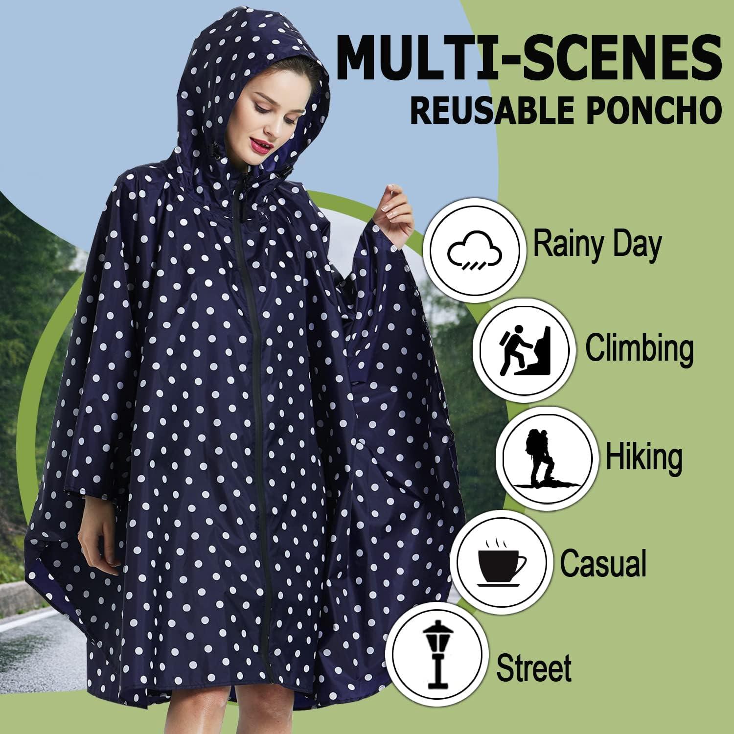 Poncho de Lluvia Impermeable POWINSUN Talla Única Azul