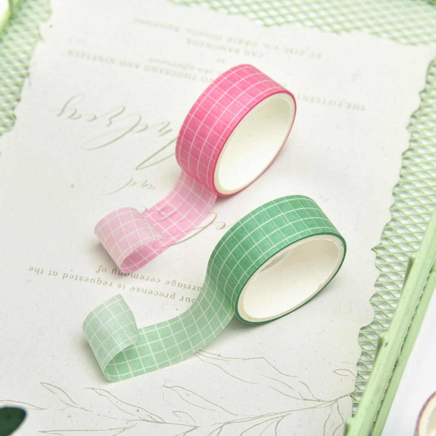 Juego de 12 Rollos de Cinta Washi Cuadros Adhesivas 15mm