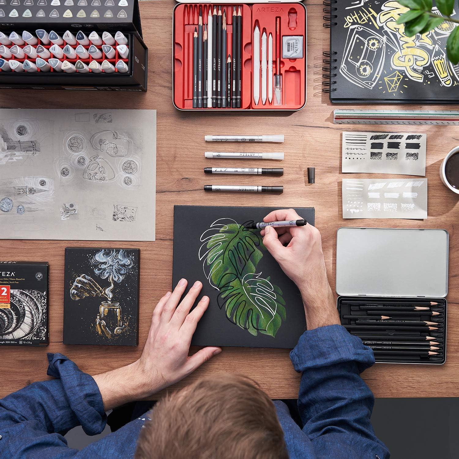 Marcadores de Pintura Acrílica Arteza, Paquete de 12 Negros