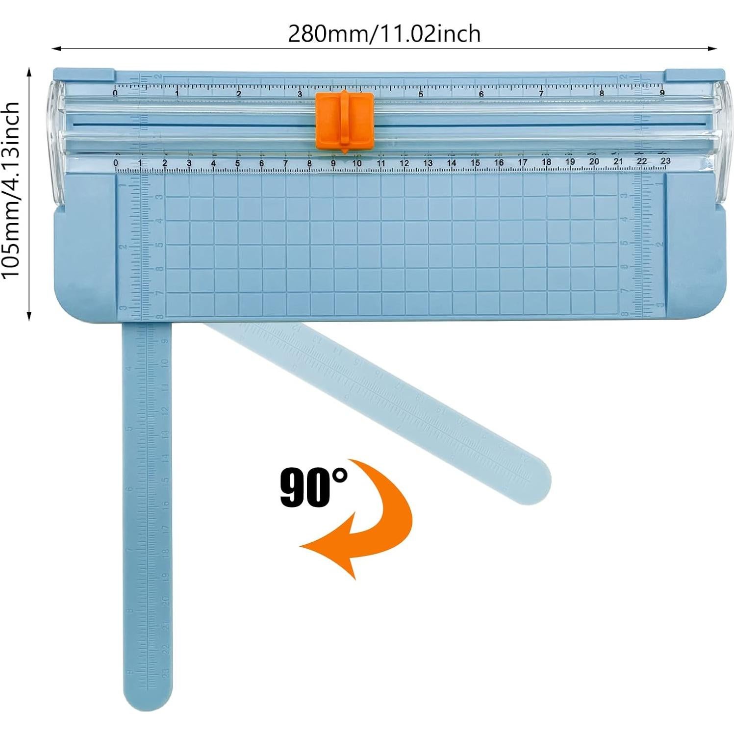 Paper Cutter, A4 Paper Trimmer with Security Safeguard & Side Ruler Portable Straight Edge Cutter for Scrapbooking Craft Paper, Photos, Label, Cardstock (Blue)