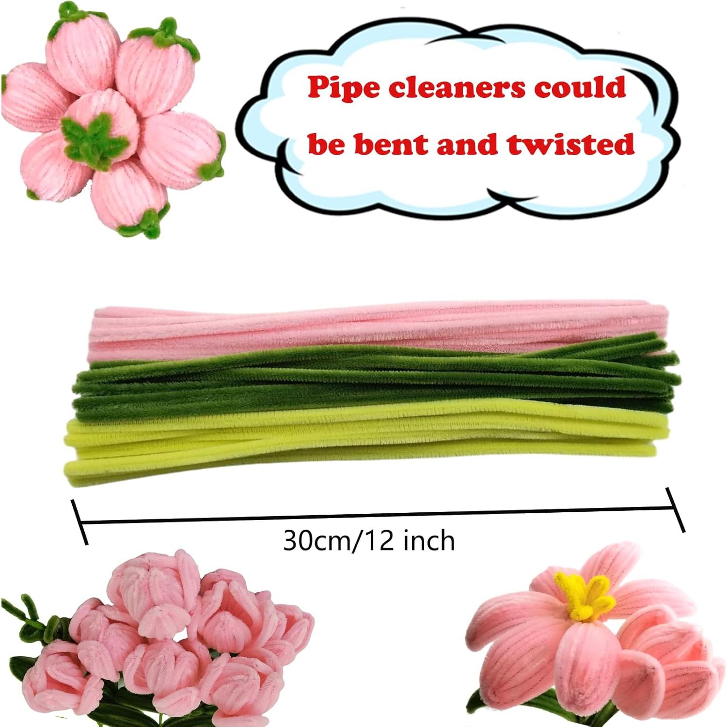 Conjunto de 210 limpiapipas Swpohrat rosa y verde para manualidades