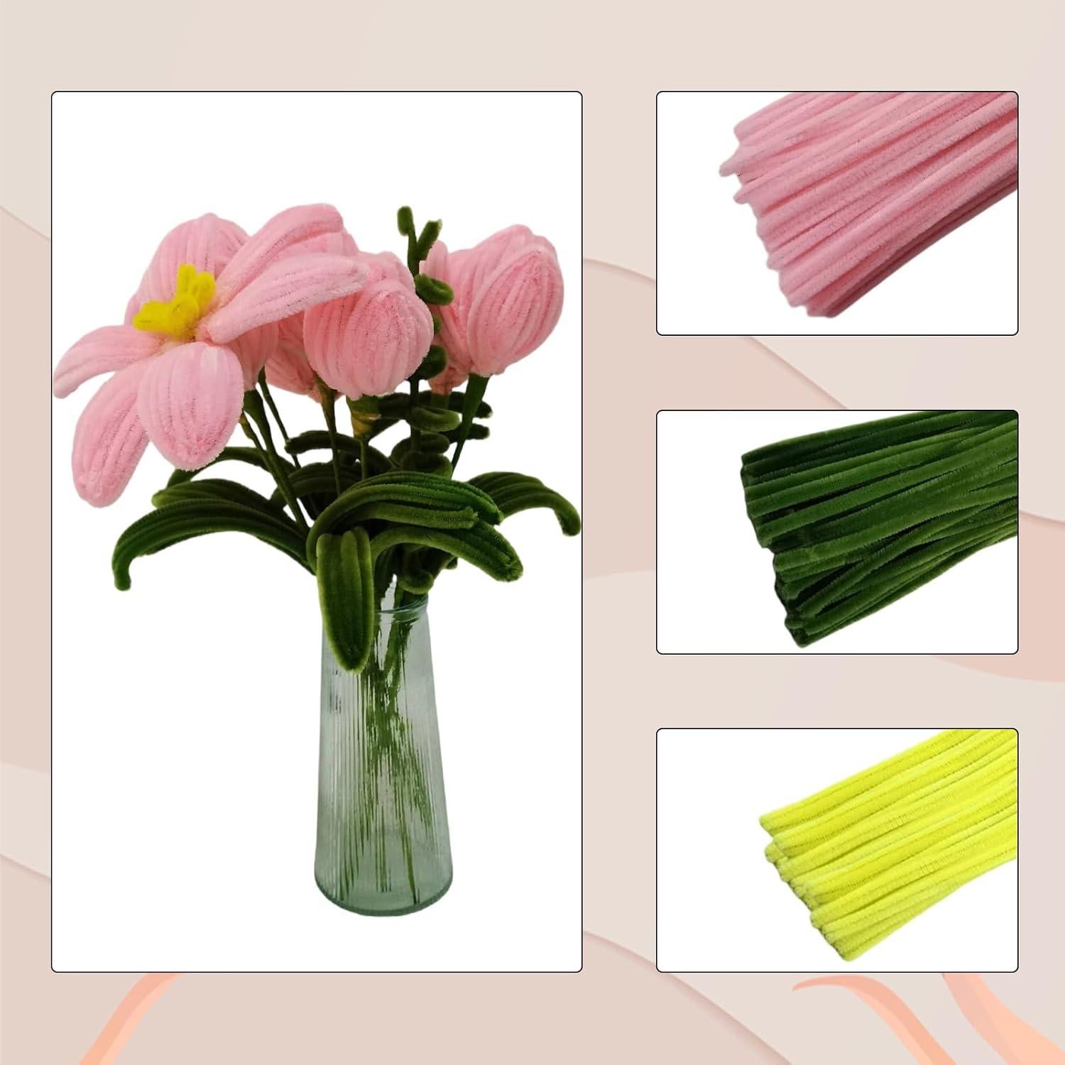 Conjunto de 210 limpiapipas Swpohrat rosa y verde para manualidades