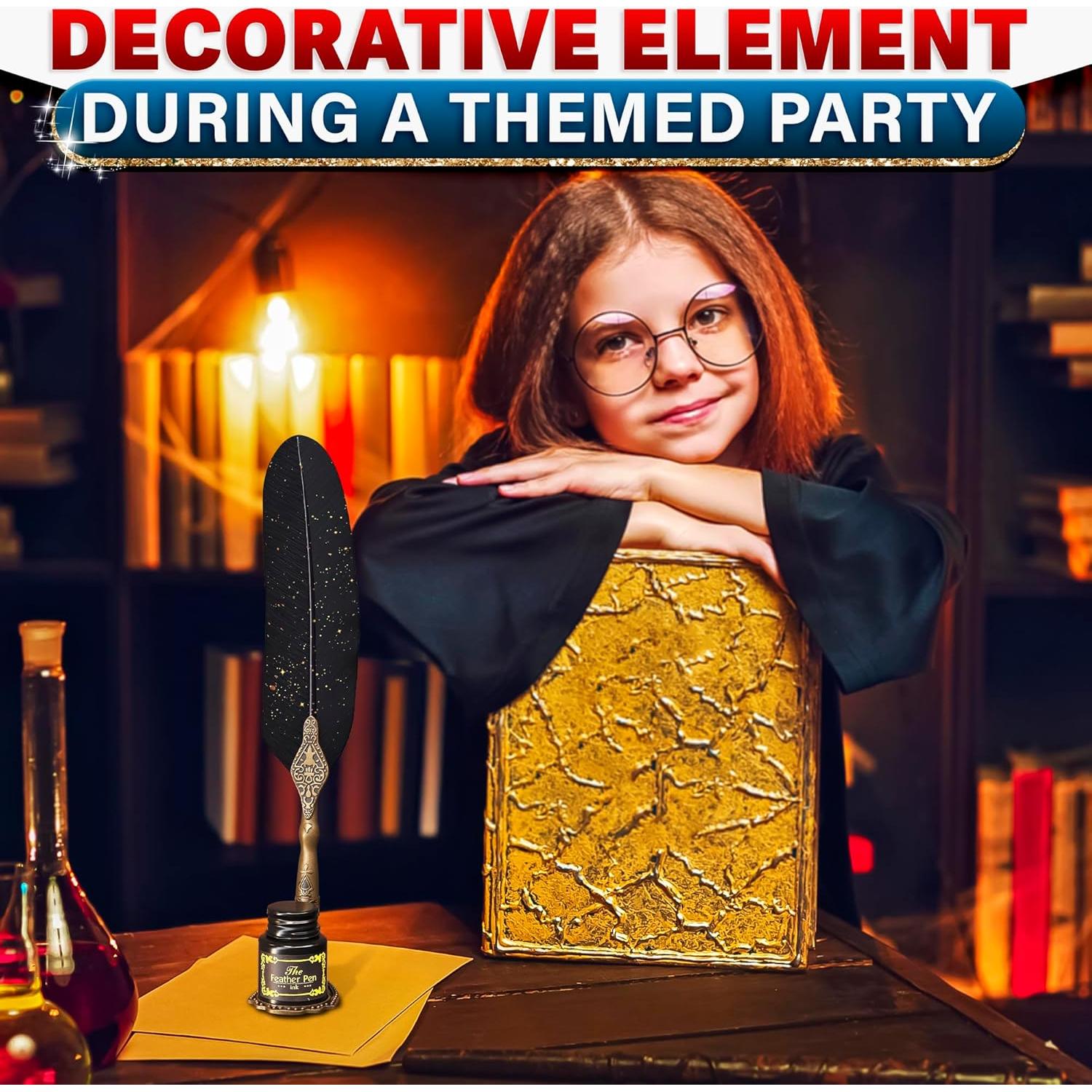 Juego de Pluma de Caligrafía Kotko Negra con Tinta y Soporte