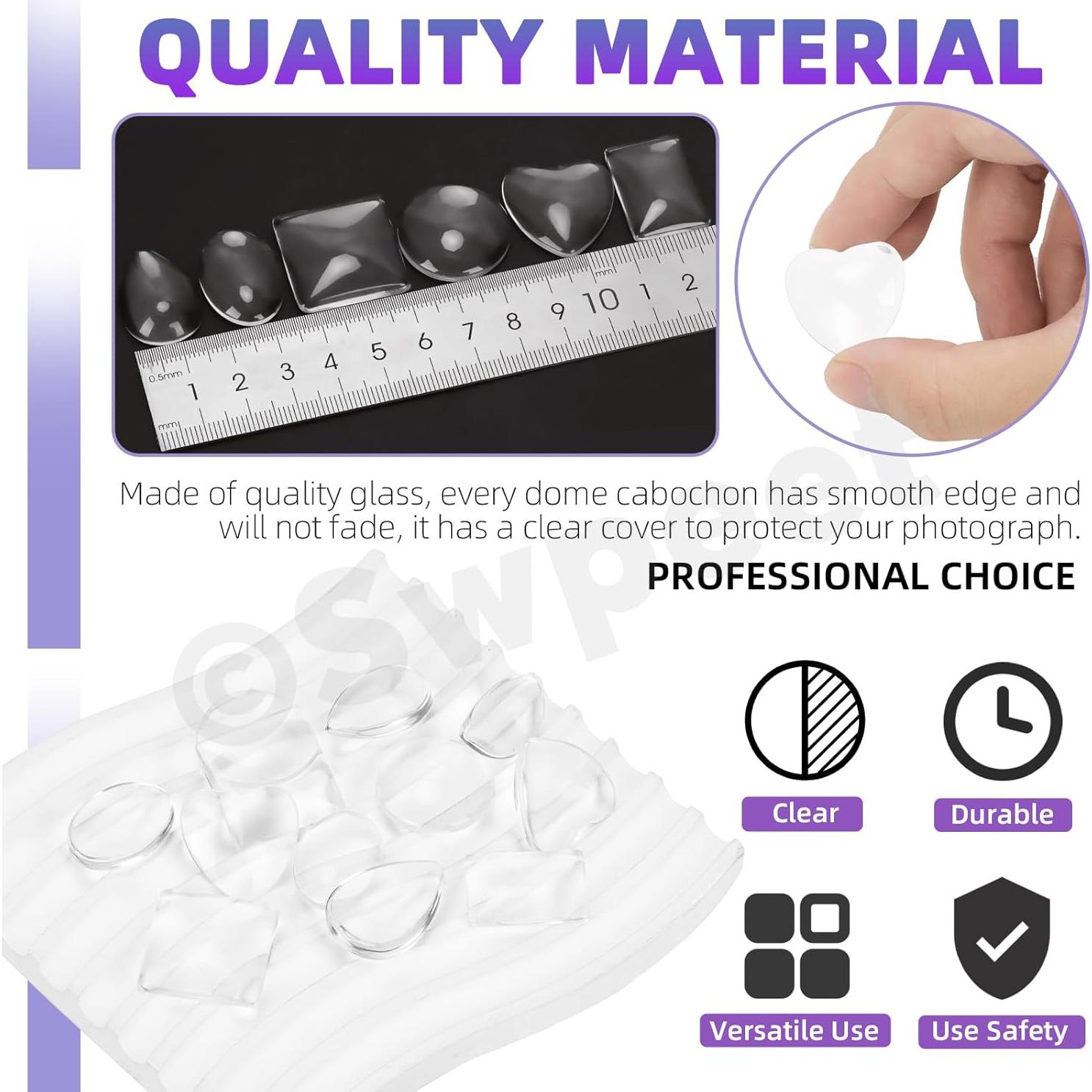 Kit 90Pcs Cabochons de Vidrio 25mm Swpeet 6 Formas Joyería