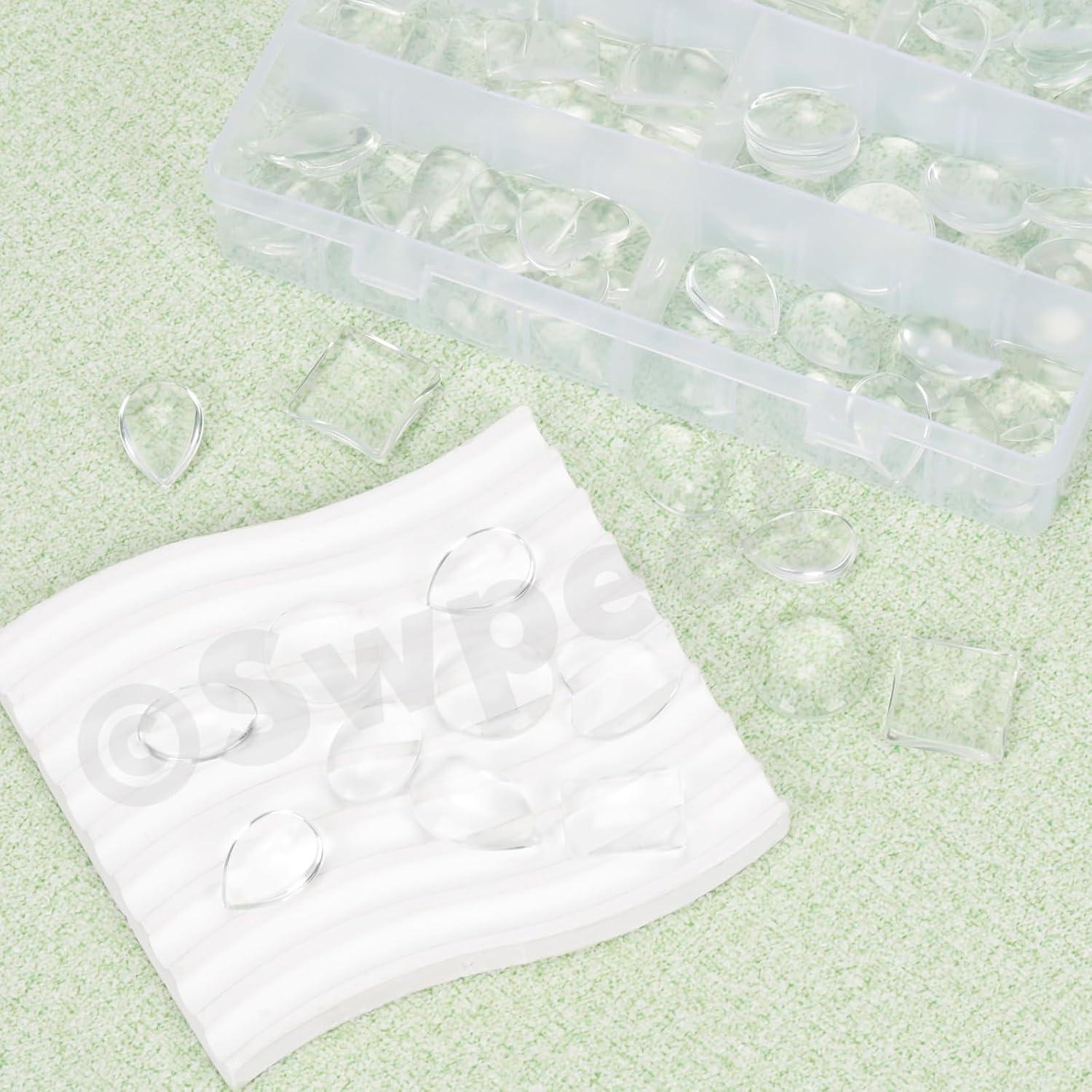 Kit 90Pcs Cabochons de Vidrio 25mm Swpeet 6 Formas Joyería