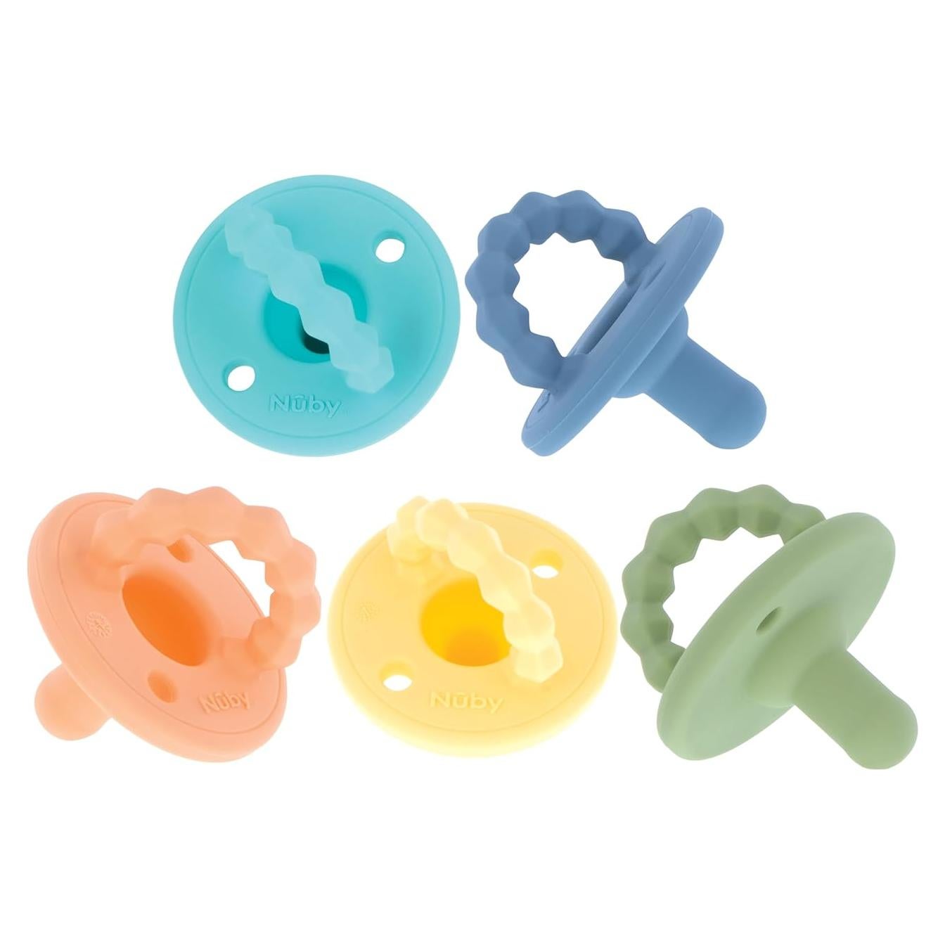 Chupete y Mordedor de Silicona Nuby Softees - 5 Unidades - 0+ Meses