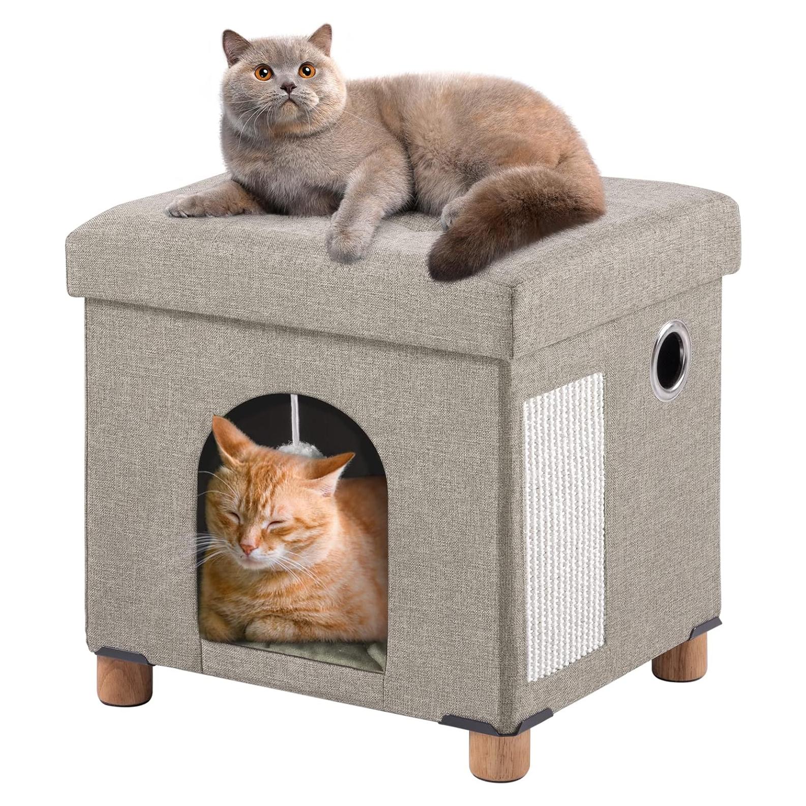 Casa para Gatos Plegable Beige Zhiyaqingmu con Rascador y Pelota