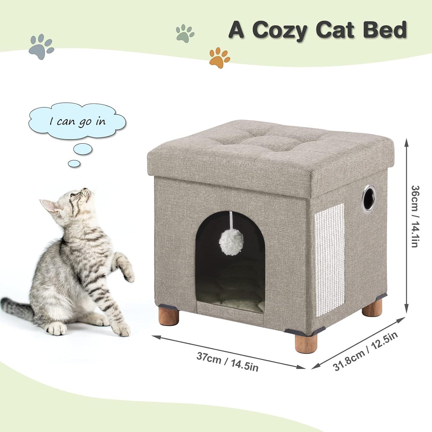 Casa para Gatos Plegable Beige Zhiyaqingmu con Rascador y Pelota