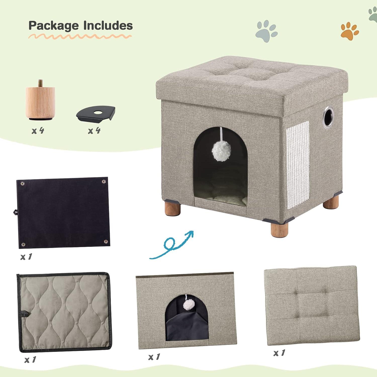 Casa para Gatos Plegable Beige Zhiyaqingmu con Rascador y Pelota