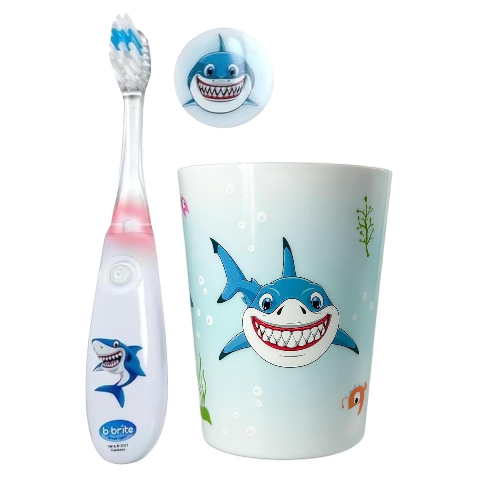 Cepillo de Dientes Infantil Lily's Home con Temporizador y Vaso Tiburón