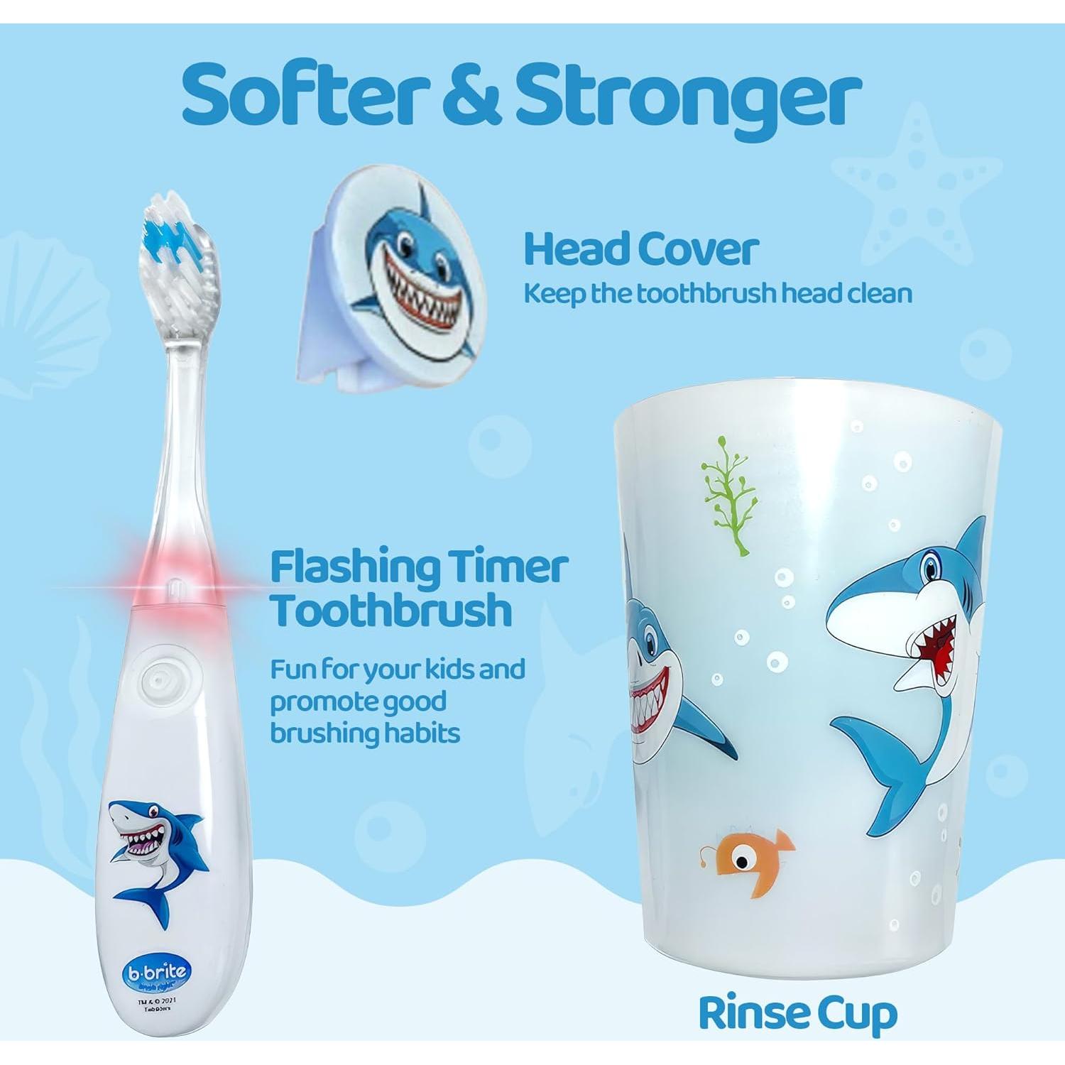 Cepillo de Dientes Infantil Lily's Home con Temporizador y Vaso Tiburón