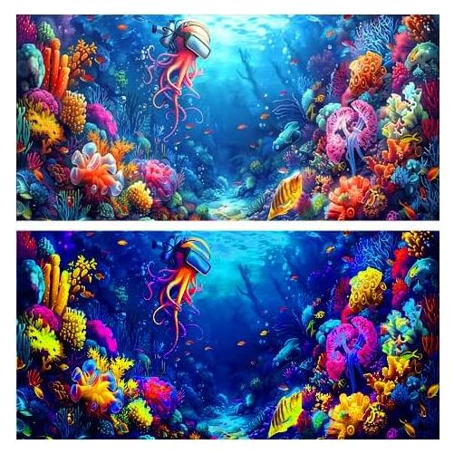 Fondo de Acuario 3D HD Océano Dtekoj 60x30cm Reactivo UV