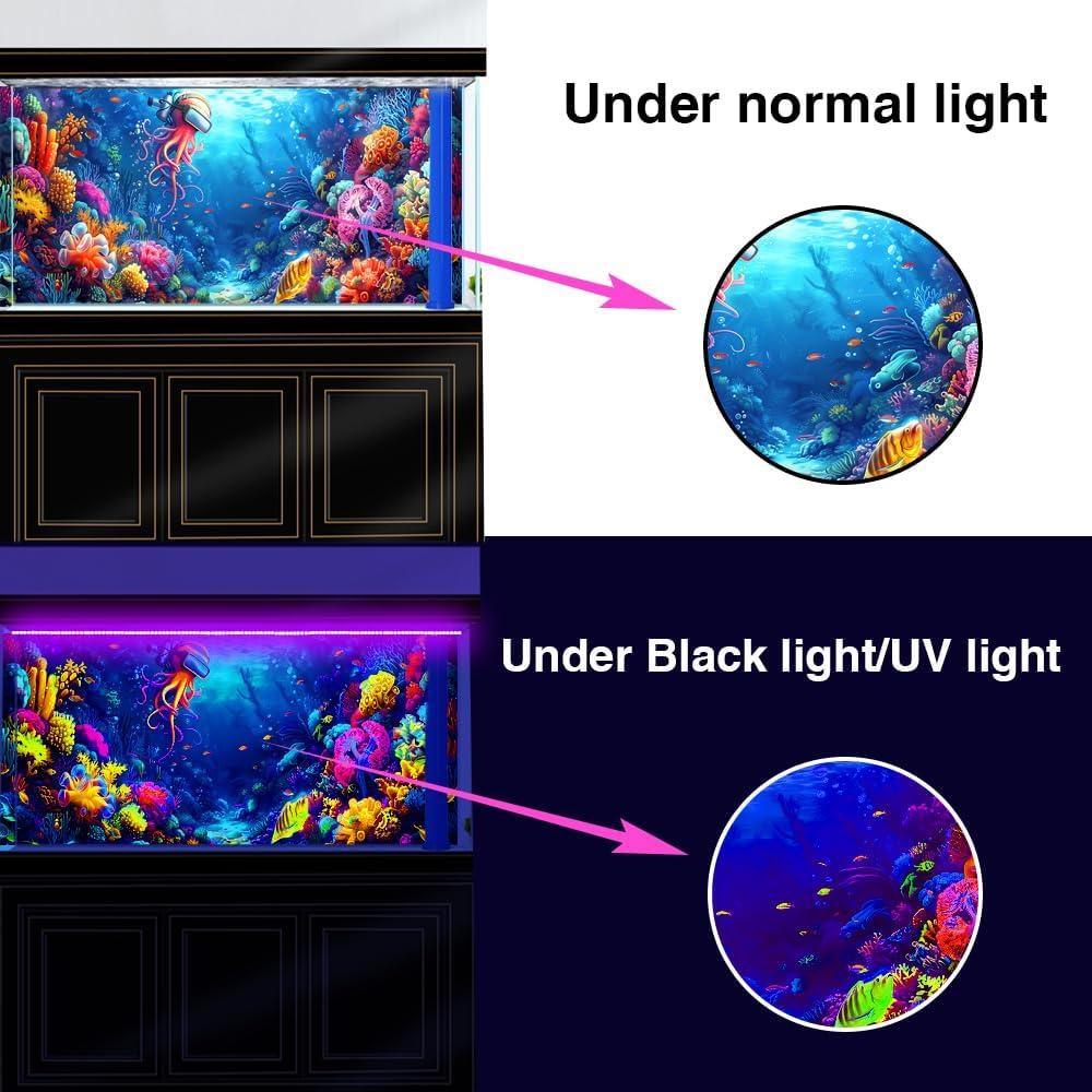 Fondo de Acuario 3D HD Océano Dtekoj 60x30cm Reactivo UV