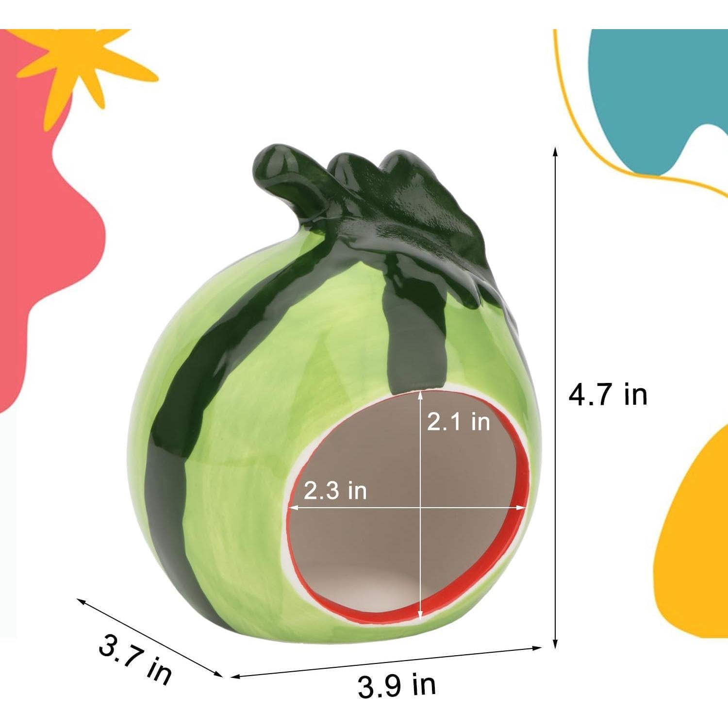 Hypeety Small Animal Hideout Ceramic House Critter Bath House Cave Mini Hut Cage for Hamster (Green)