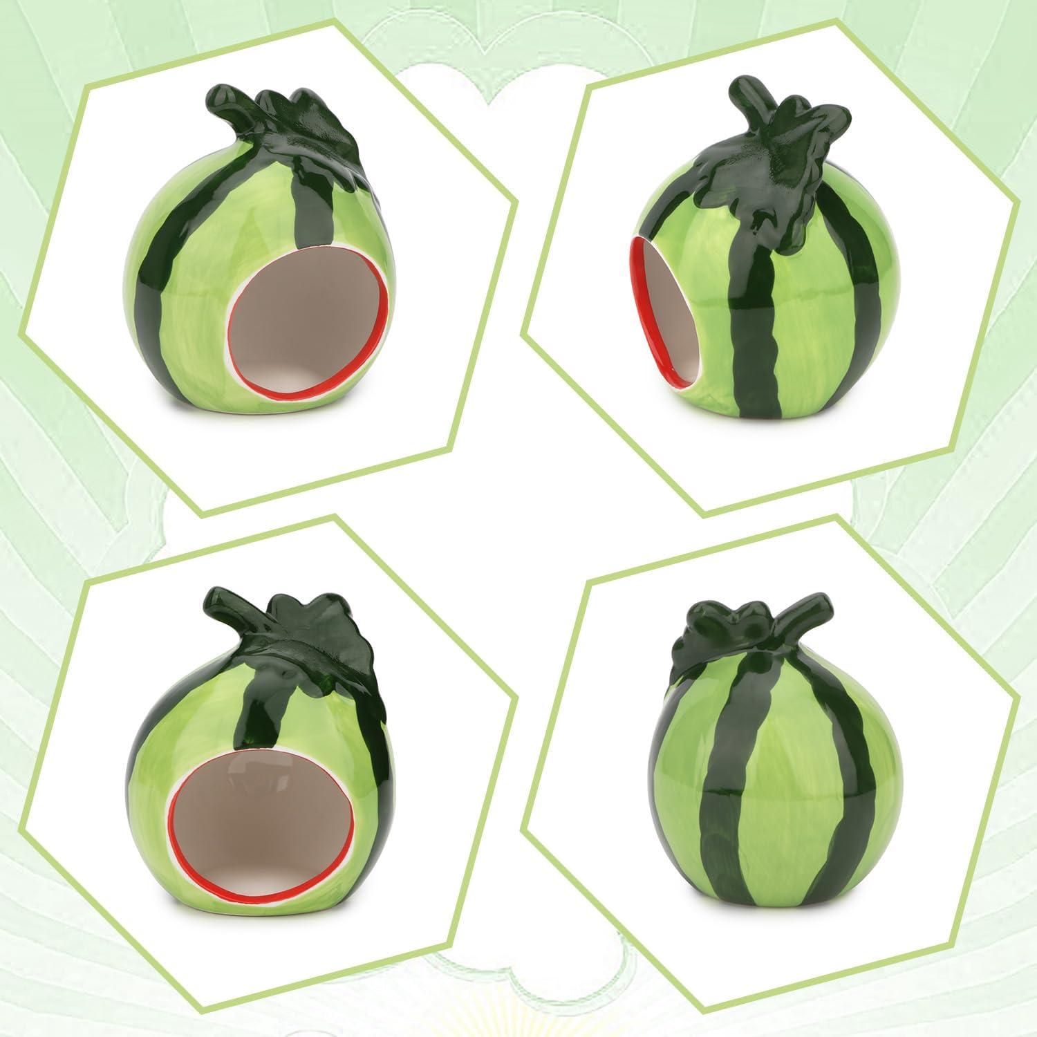 Hypeety Small Animal Hideout Ceramic House Critter Bath House Cave Mini Hut Cage for Hamster (Green)