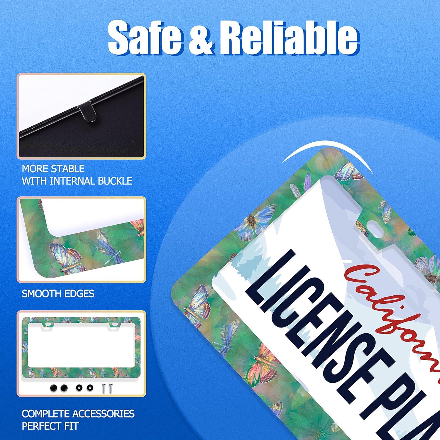 Marco de Placa de Licencia GORSNKYE Acero Inoxidable Floral 31.2x15.9 cm