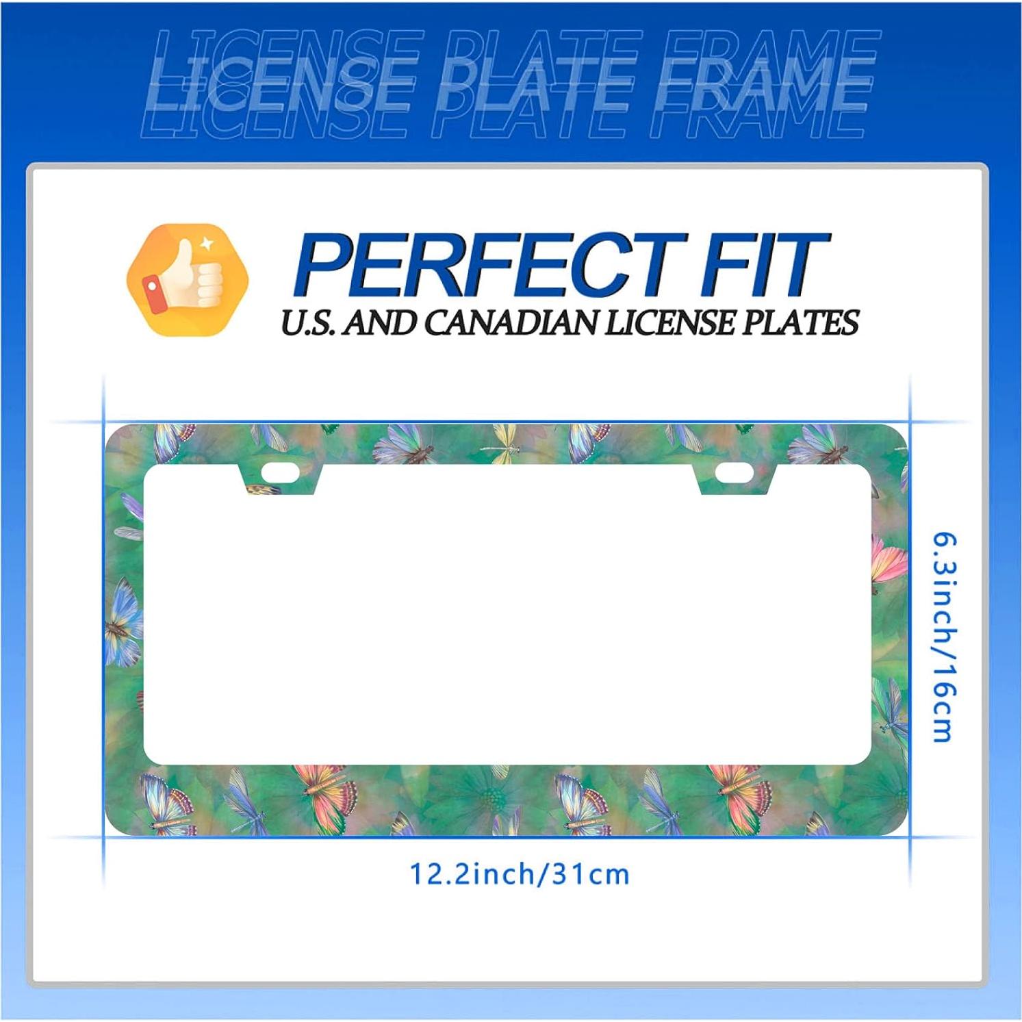 Marco de Placa de Licencia GORSNKYE Acero Inoxidable Floral 31.2x15.9 cm