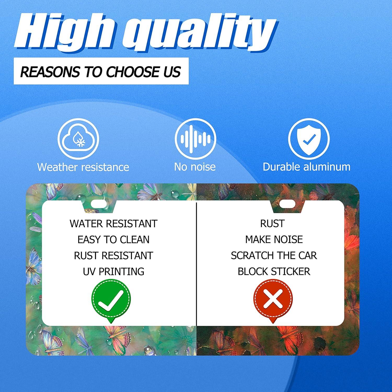 Marco de Placa de Licencia GORSNKYE Acero Inoxidable Floral 31.2x15.9 cm