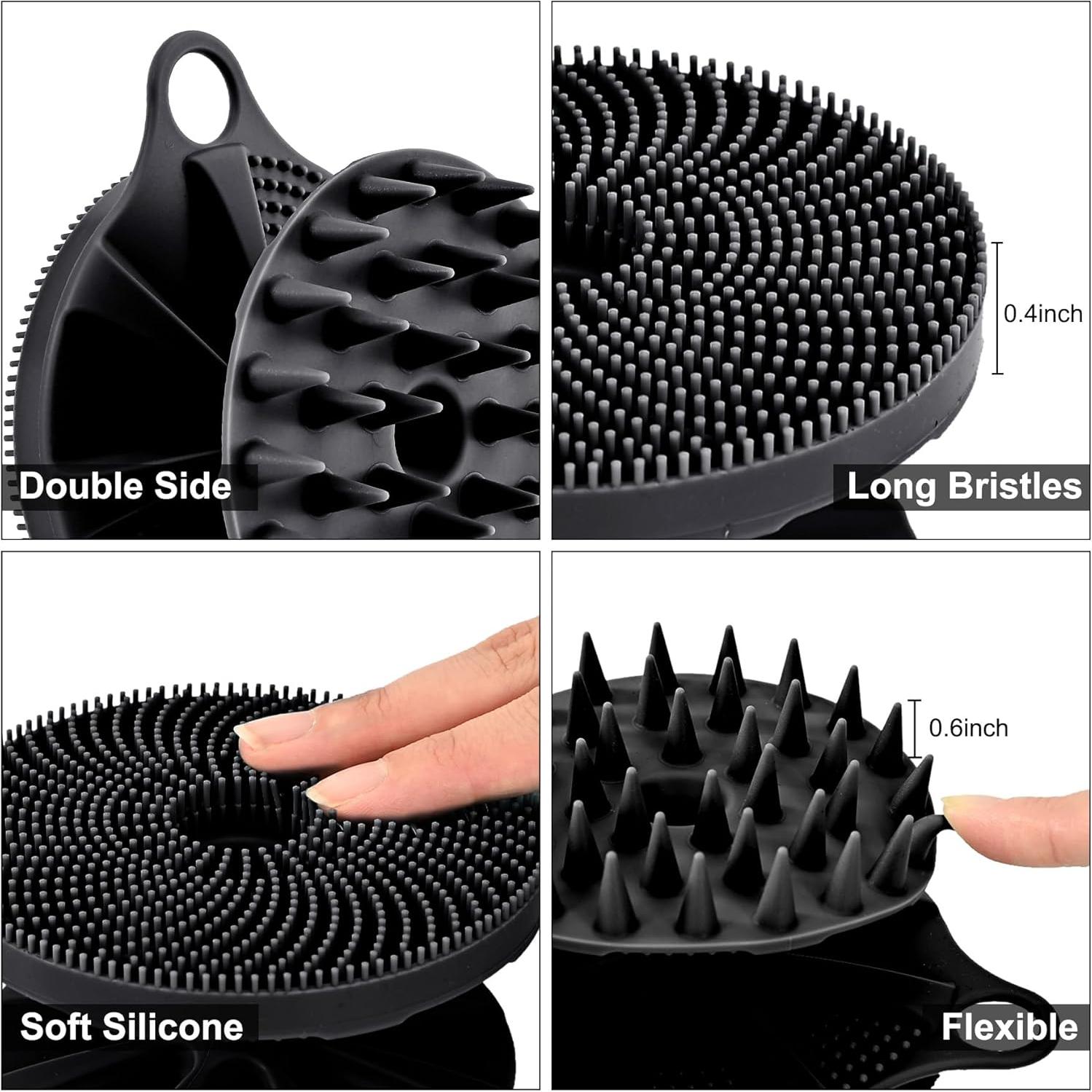 Cepillo de Ducha Silicona 2 en 1 INNERNEED Negro - Masajeador Cuero Cabelludo