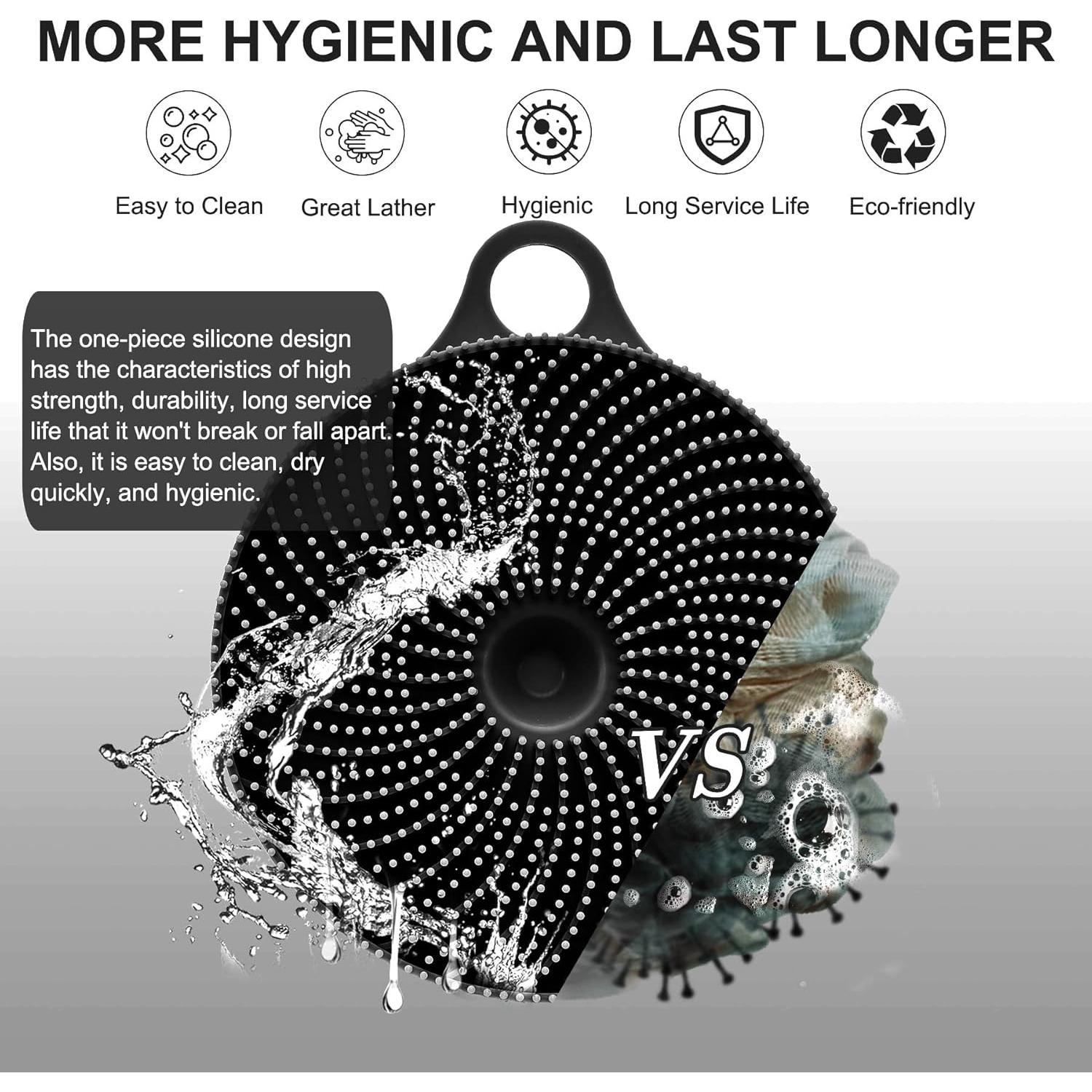 Cepillo de Ducha Silicona 2 en 1 INNERNEED Negro - Masajeador Cuero Cabelludo