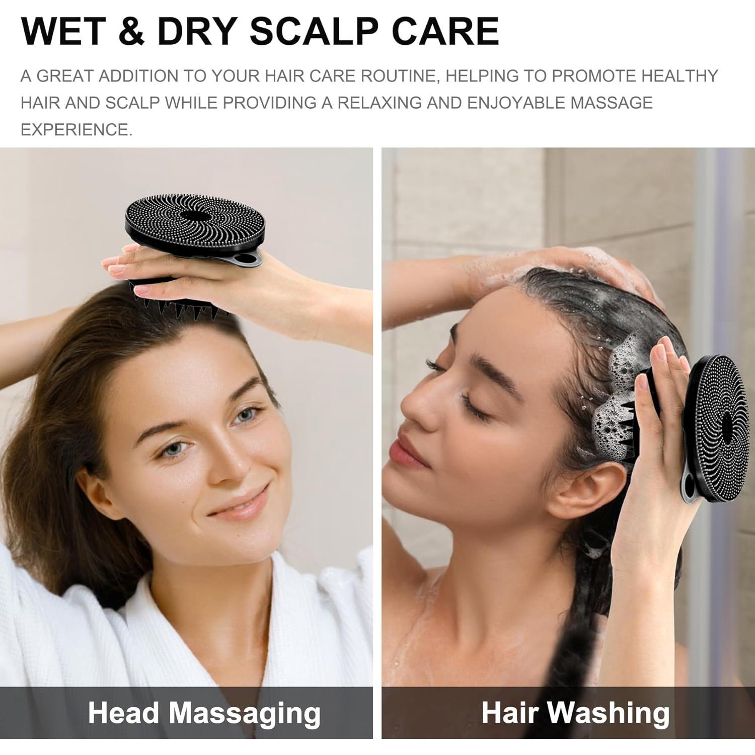 Cepillo de Ducha Silicona 2 en 1 INNERNEED Negro - Masajeador Cuero Cabelludo