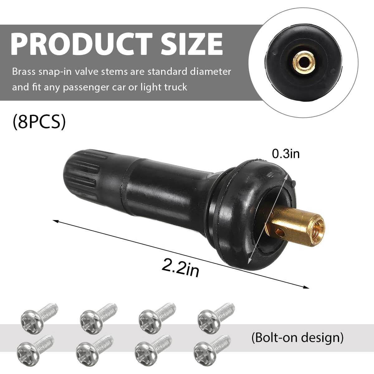 Juego de 8 Válvulas de Neumático ZNDAW TPMS 20008 Goma