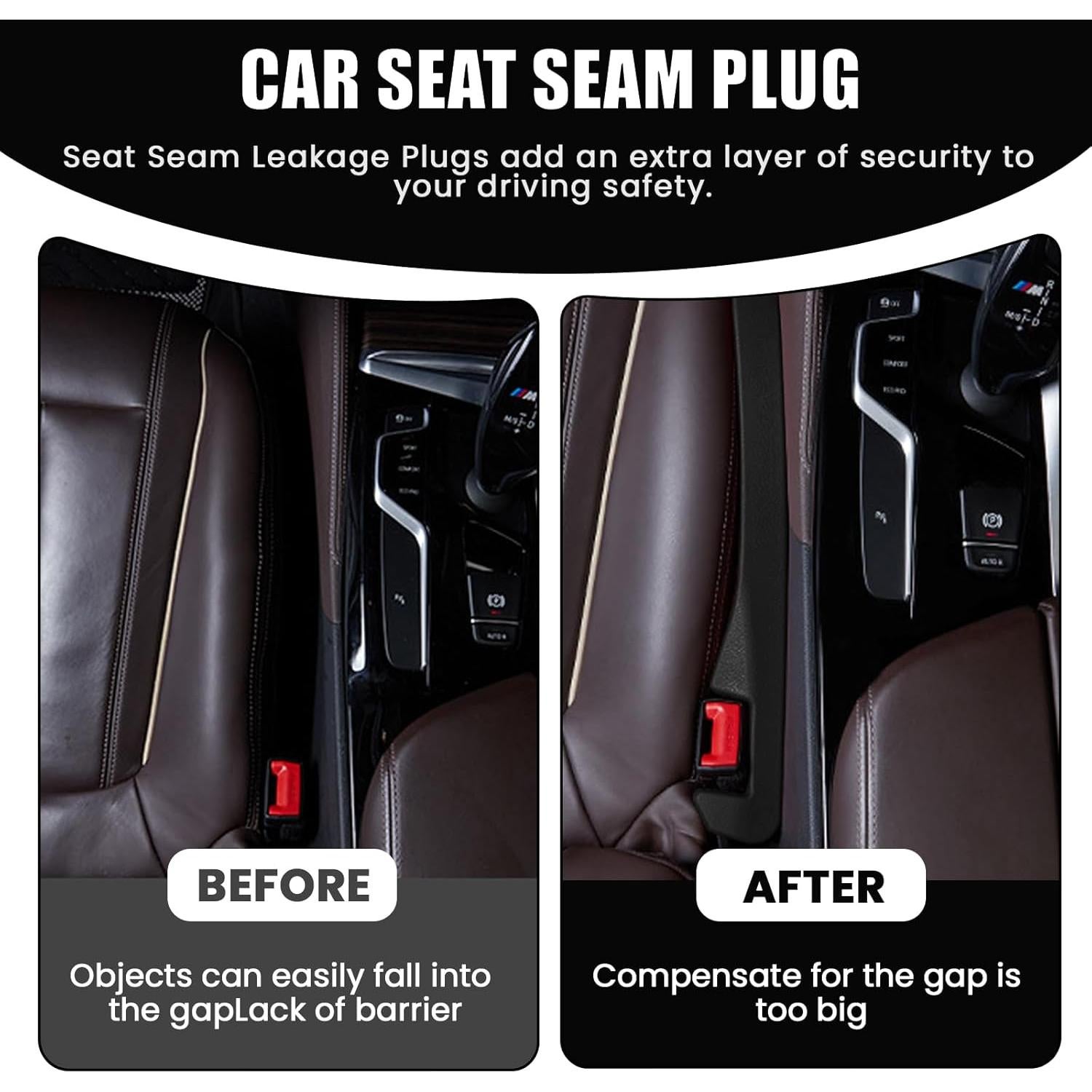 Relleno Espacio Asientos Coche Ongfuwu 2PCS Negro