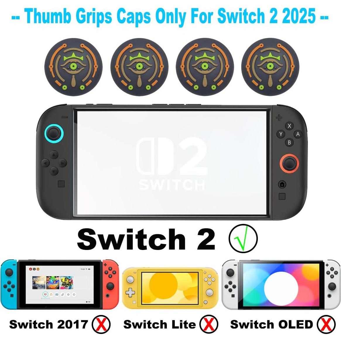 Tapas de agarre para pulgar Nintendo Switch 2 Sunmike 4 Pcs