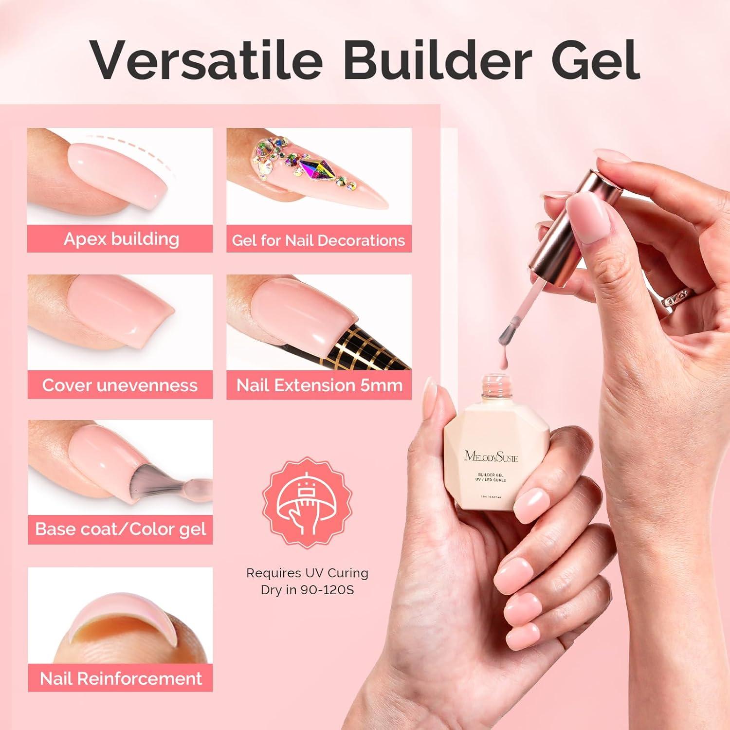 Gel Base Rosa para Uñas MelodySusie 15ml - 2 Piezas