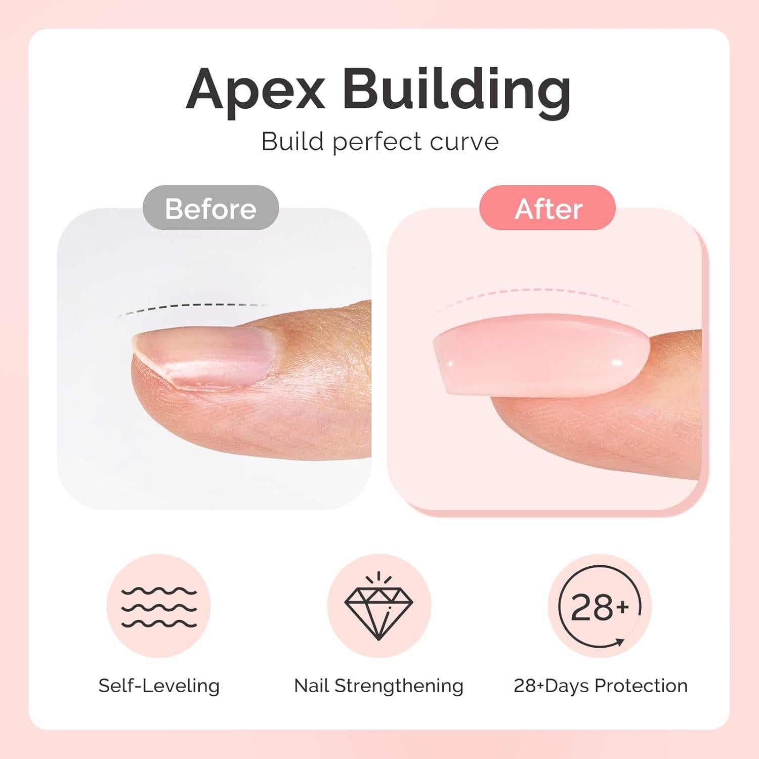 Gel Base Rosa para Uñas MelodySusie 15ml - 2 Piezas