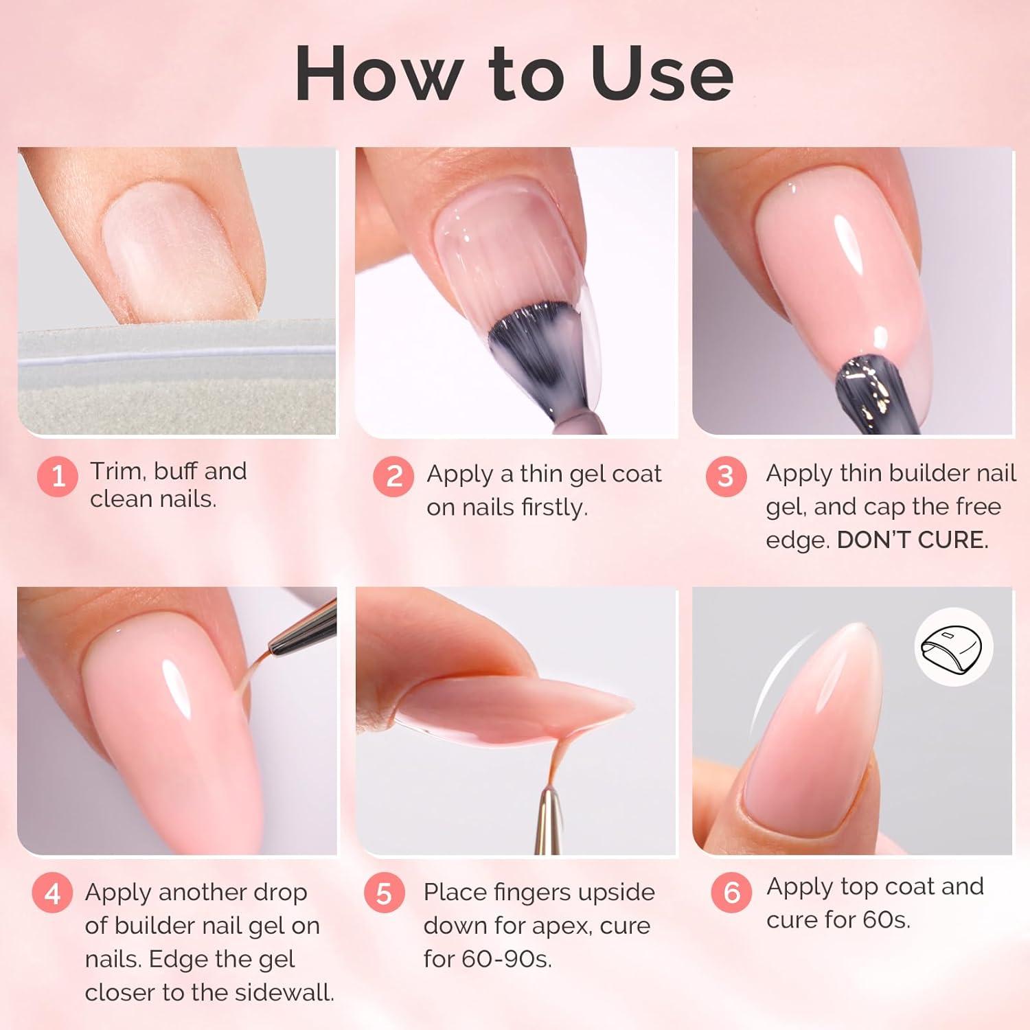 Gel Base Rosa para Uñas MelodySusie 15ml - 2 Piezas