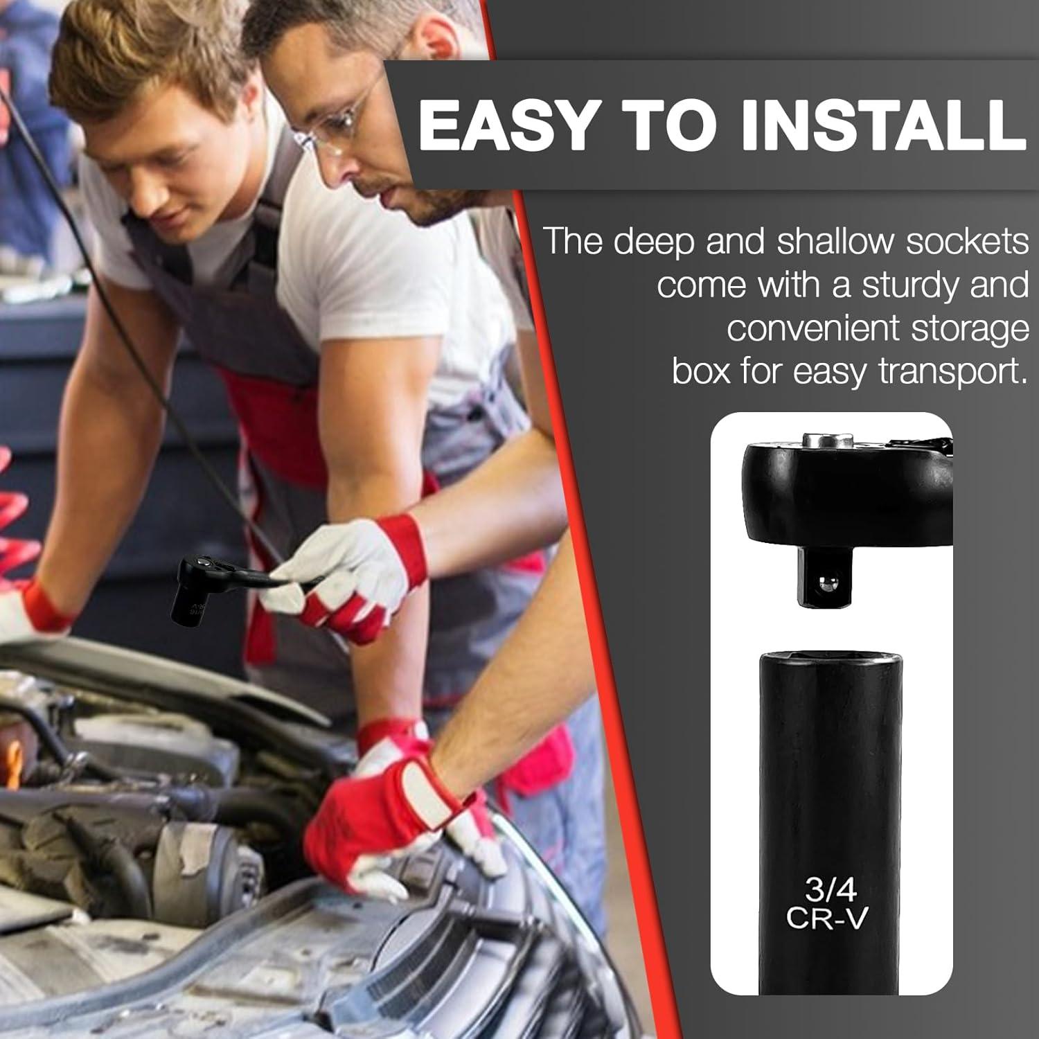 Juego de Enchufes de Impacto 21pcs EACELIY 3/8" Acero Cr-V