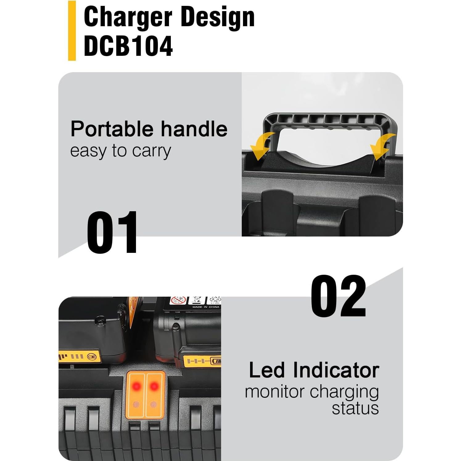 Cargador de Batería DCB104 Dewalt 20V MAX 4 Puertos USB