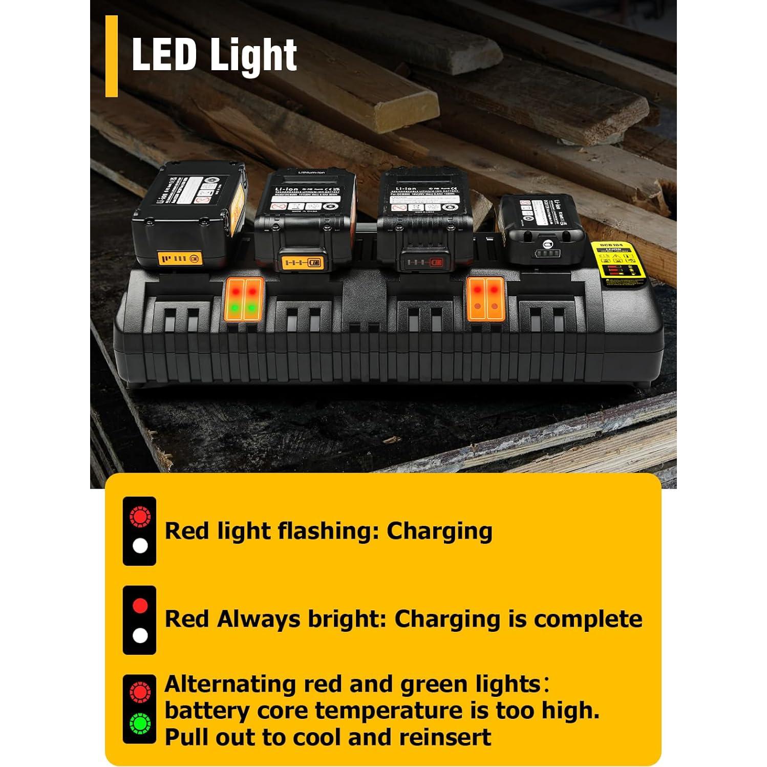 Cargador de Batería DCB104 Dewalt 20V MAX 4 Puertos USB