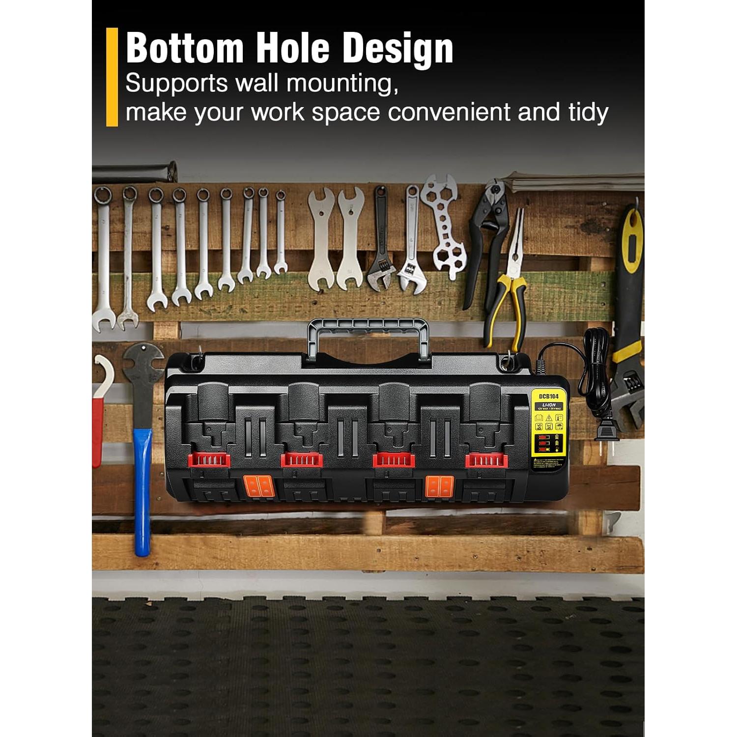 Cargador de Batería DCB104 Dewalt 20V MAX 4 Puertos USB