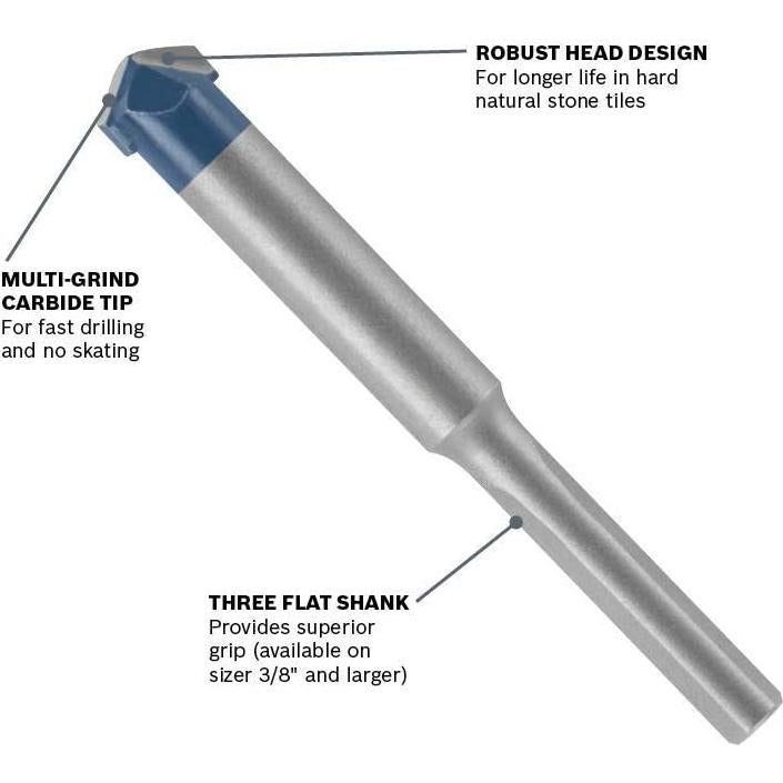 Bit de Azulejo de Piedra Natural Bosch NS600 1/2" Carburo