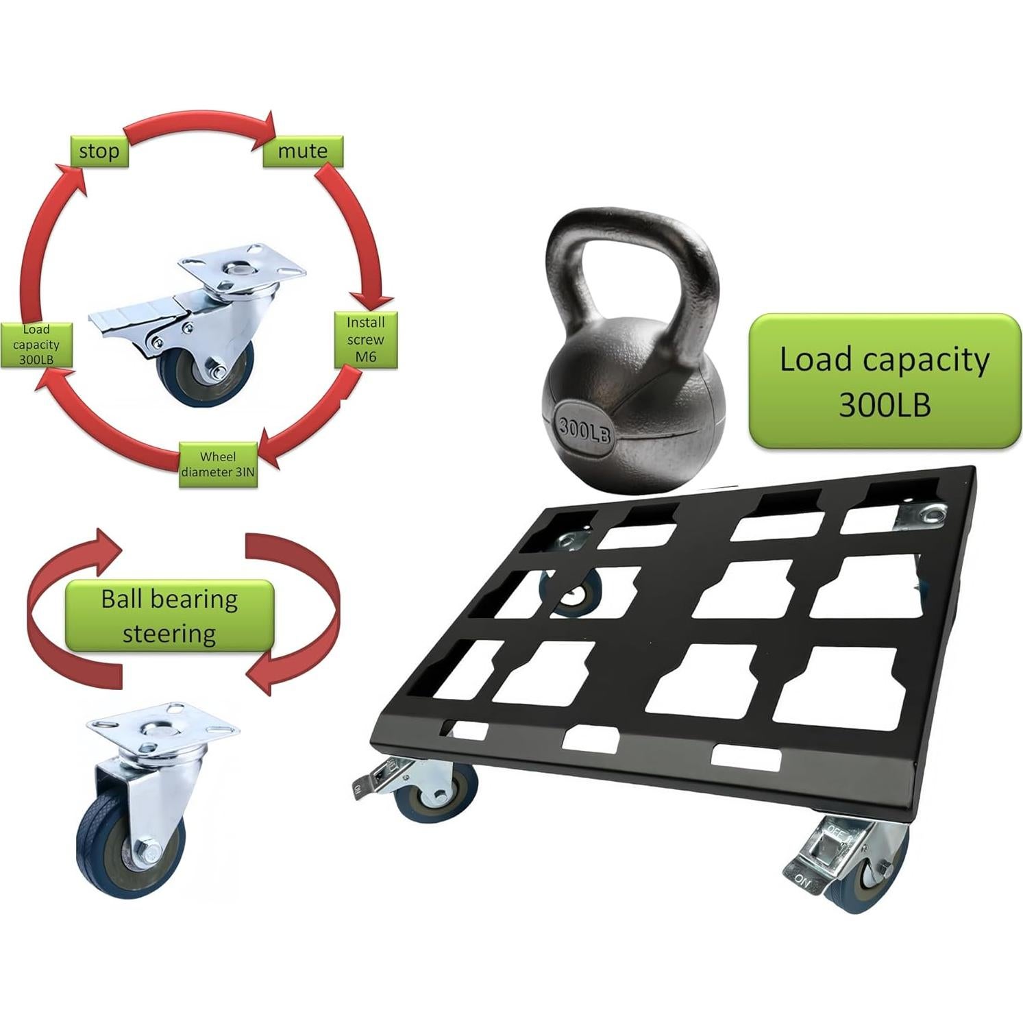 Carro Dolly de Herramientas NyVoozy para Milwaukee Packout 136kg