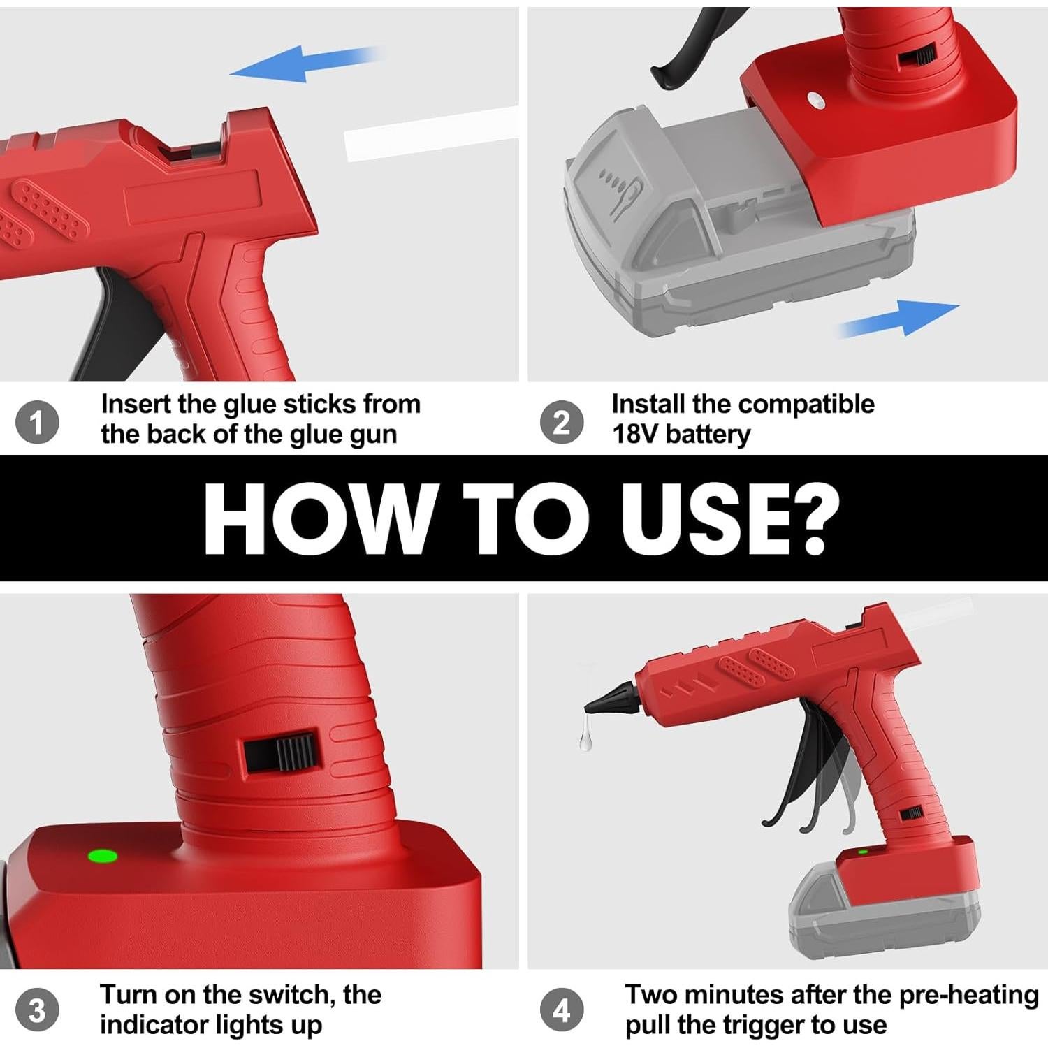 Pistola de Pegamento Caliente Inalámbrica Samvinor 60W 18V