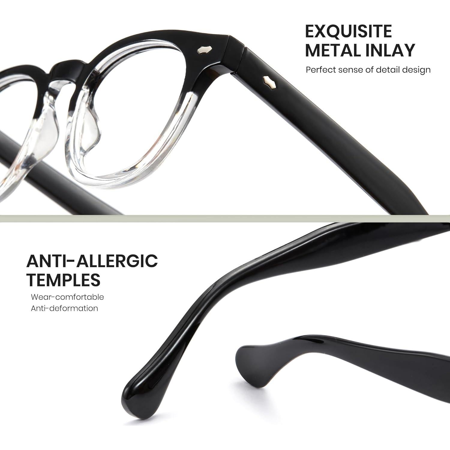 Gafas Redondas Cyxus con Protección UV y Luz Azul - Marco Negro