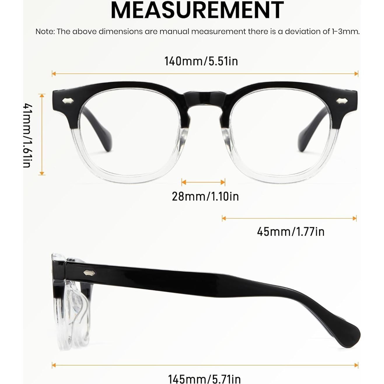 Gafas Redondas Cyxus con Protección UV y Luz Azul - Marco Negro