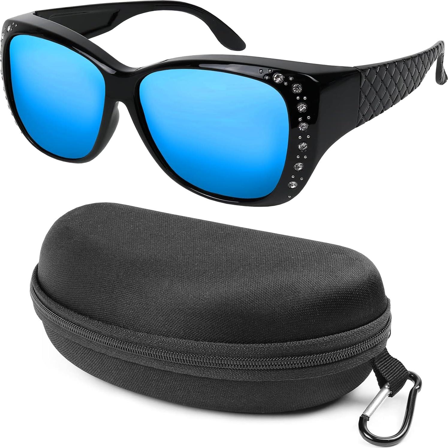 Gafas de sol ajustables UV para mujeres - Marco negro espejo