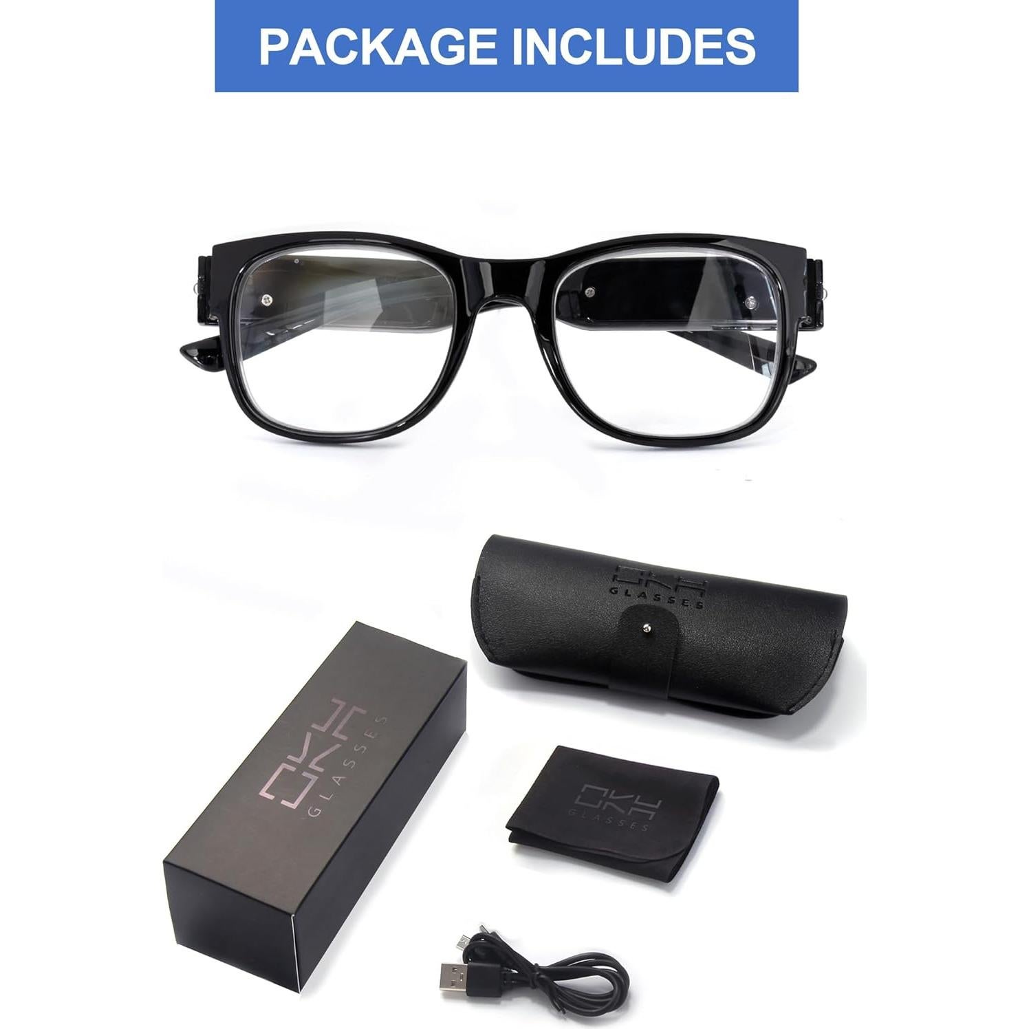 Gafas de Lectura Iluminadas OKH 1.0x Recargables USB Anti-Luz Azul