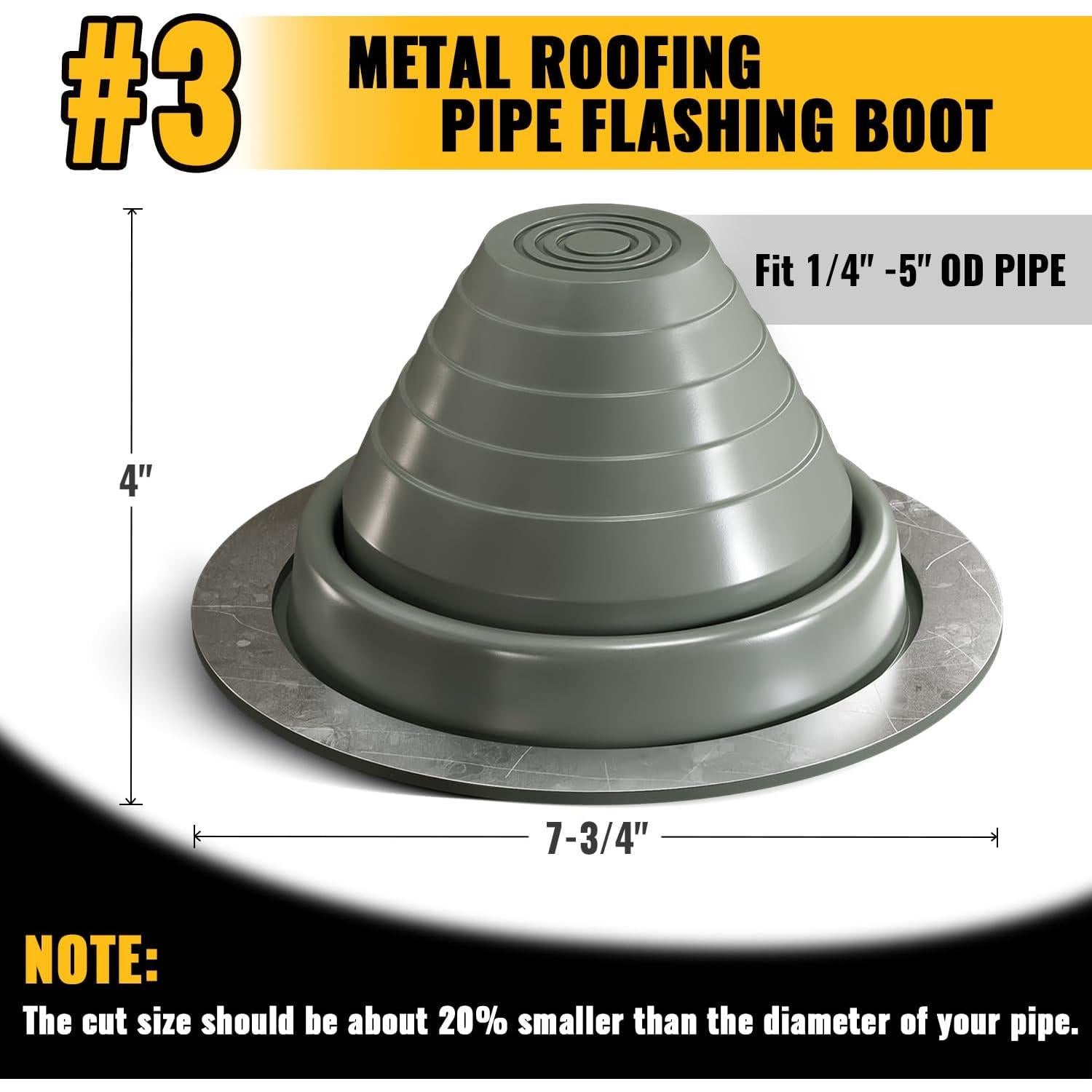 Bota de Sellado VIVIDA #3 para Tuberías de Techo de Metal 6.35-12.7 cm