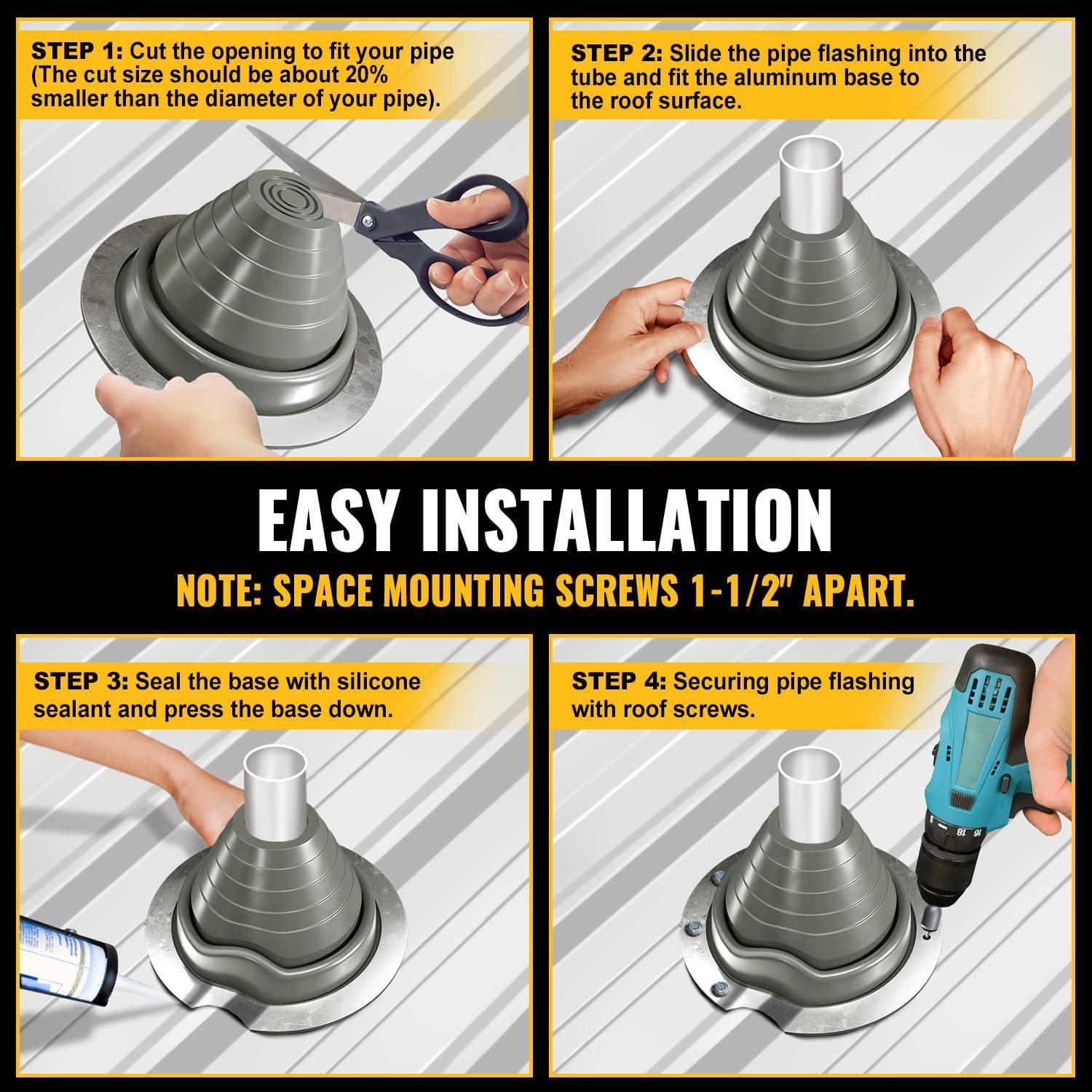 Bota de Sellado VIVIDA #3 para Tuberías de Techo de Metal 6.35-12.7 cm